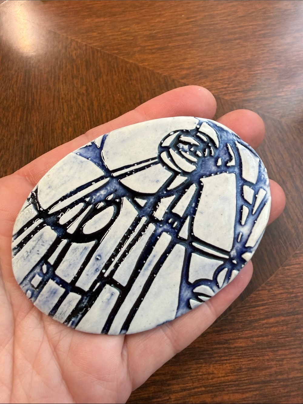 Blue & White Artisan Brooch Pin